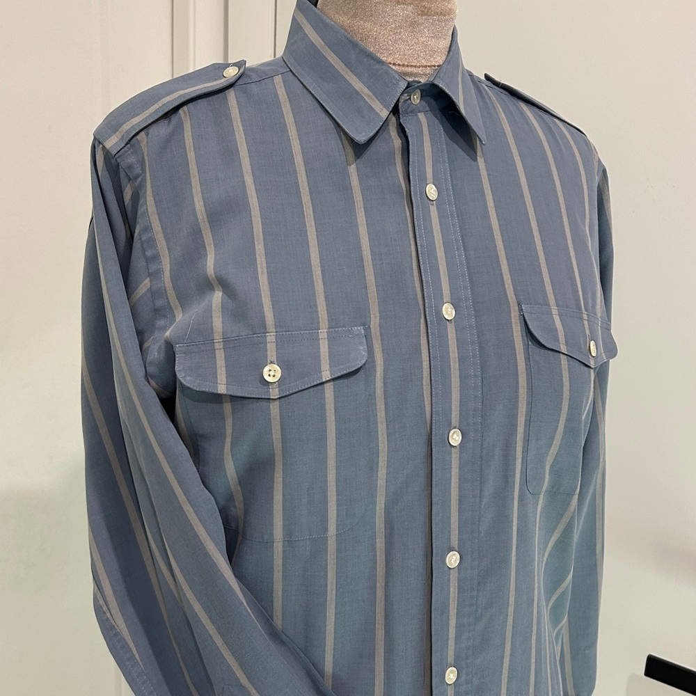 Vintage 90βs Christian Dior Striped Button Down Shirt |Size Medium